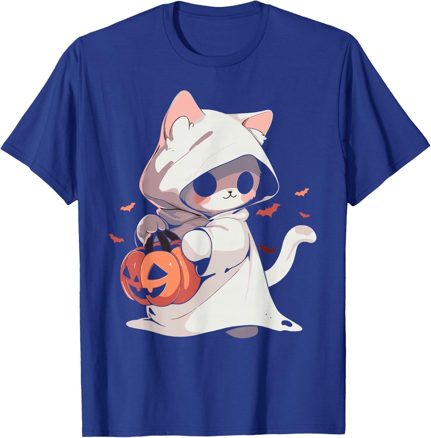 Cat Ghost Kawaii Neko Anime Halloween Costume Pumpkin Lover T-Shirt - T-Shirt | Royal