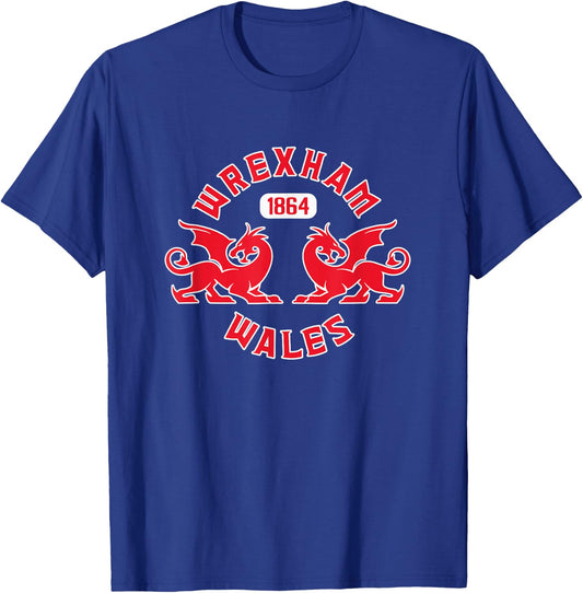 Wrexham Wales 1864 Twin Dragons T-Shirt - T-Shirt | Royal