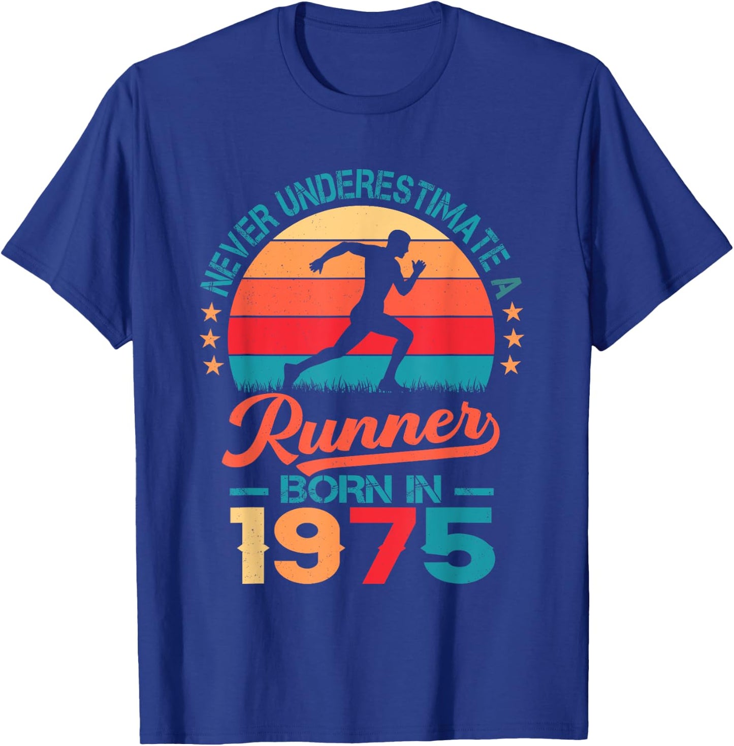 Runner born in 1975 50th Birthday Running 50 Years Old T-Shirt - T-Shirt | Royal