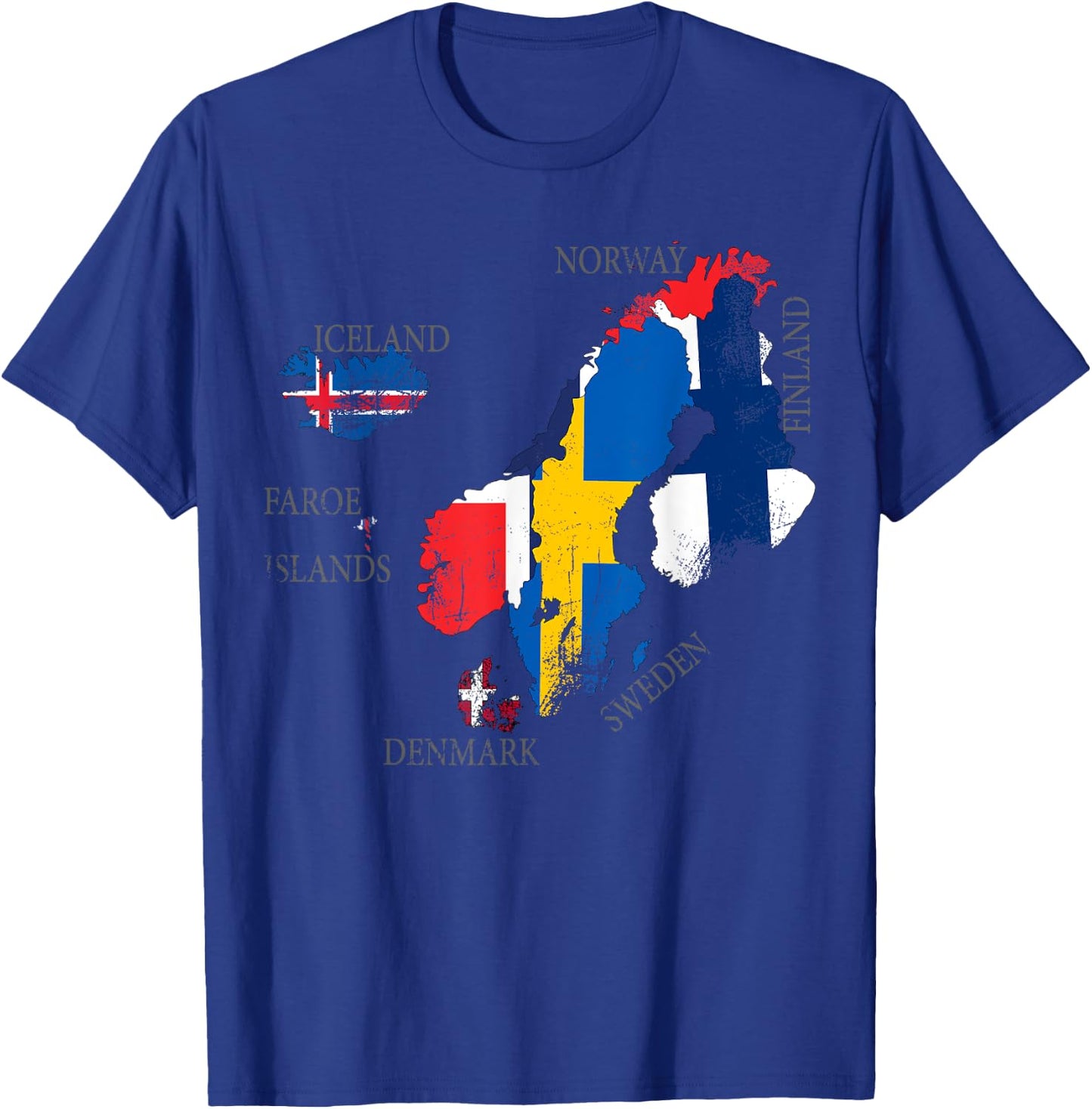 Vintage Scandinavia flag , Maps of Nordic countries T-Shirt - T-Shirt | Royal