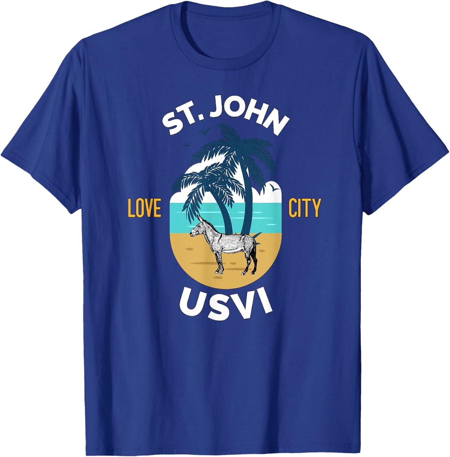 St. John US Virgin Islands Wild Donkey on the Beach Men Women T-Shirt - T-Shirt | Royal