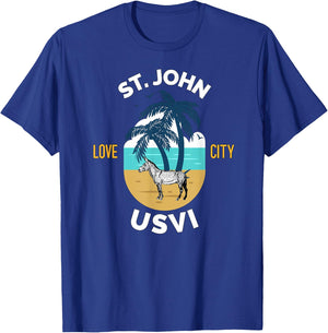 St. John US Virgin Islands Wild Donkey on the Beach Men Women T-Shirt - T-Shirt | Royal