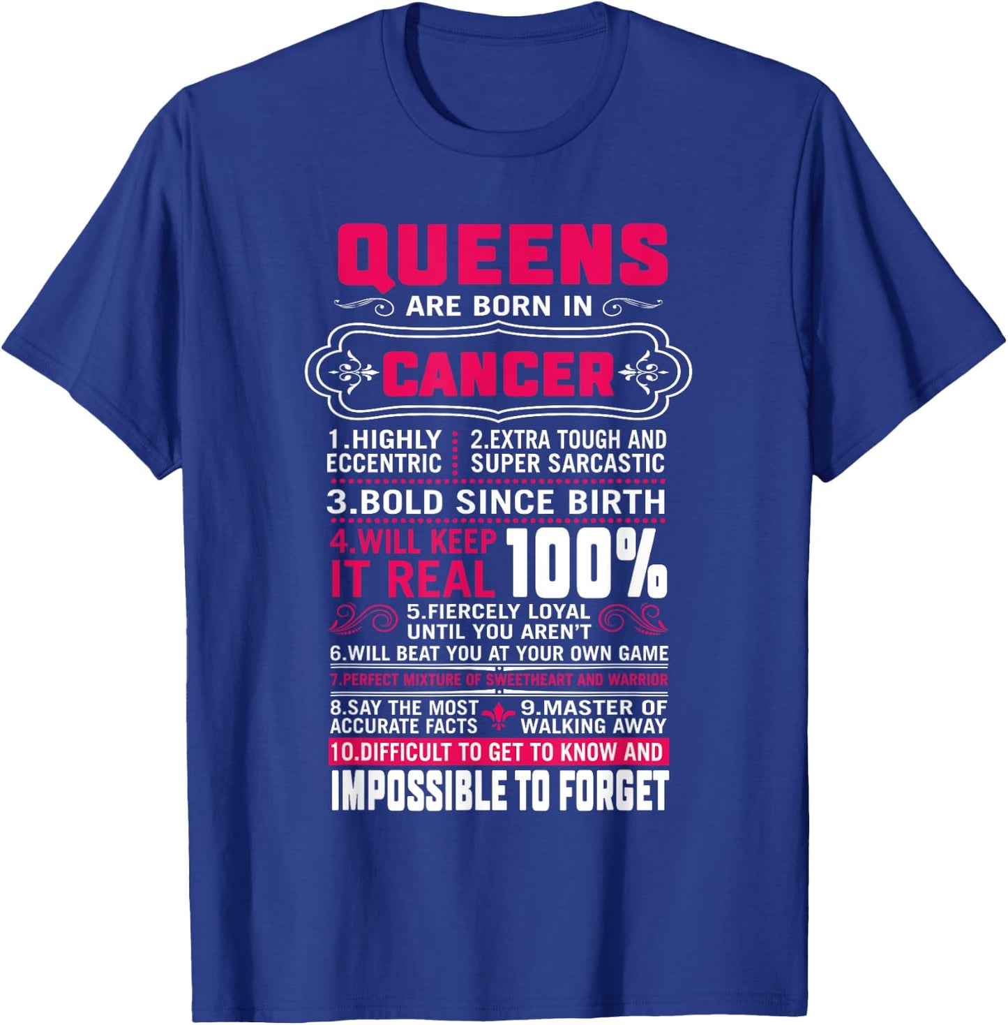 Queens Are Born In Cancer Women June July Birthday T-Shirt - T-Shirt | Royal
