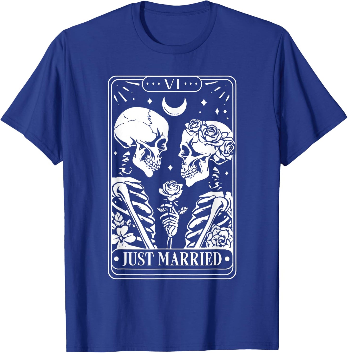 Just Married The Lovers Skeleton Couple Matching Halloween T-Shirt - T-Shirt | Royal