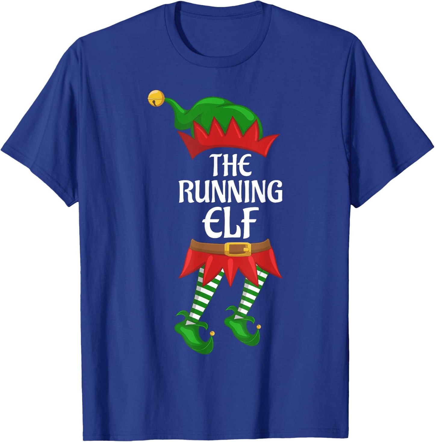Running Elf Family Matching Group Christmas Party T-Shirt - T-Shirt | Royal