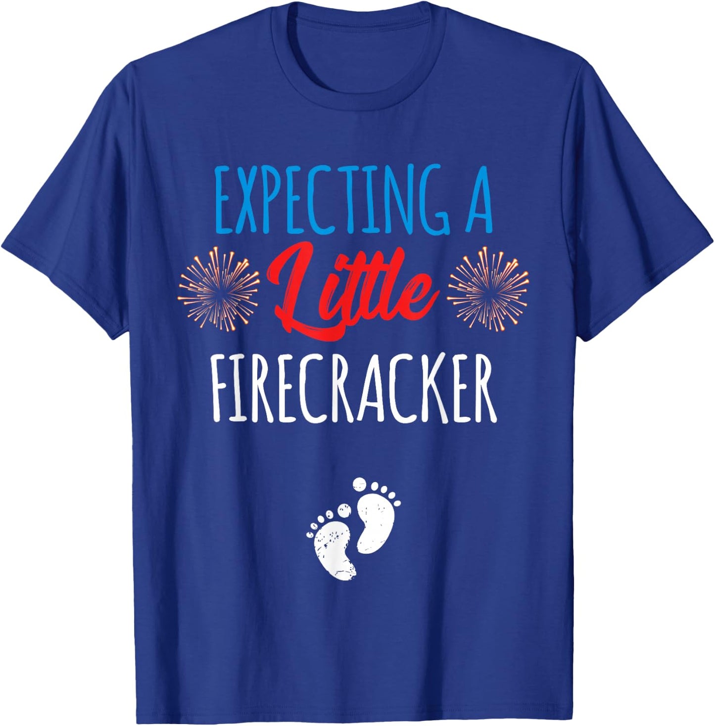 Expecting a Little Firecracker New Mom 4th of July Pregnancy T-Shirt - T-Shirt | Royal
