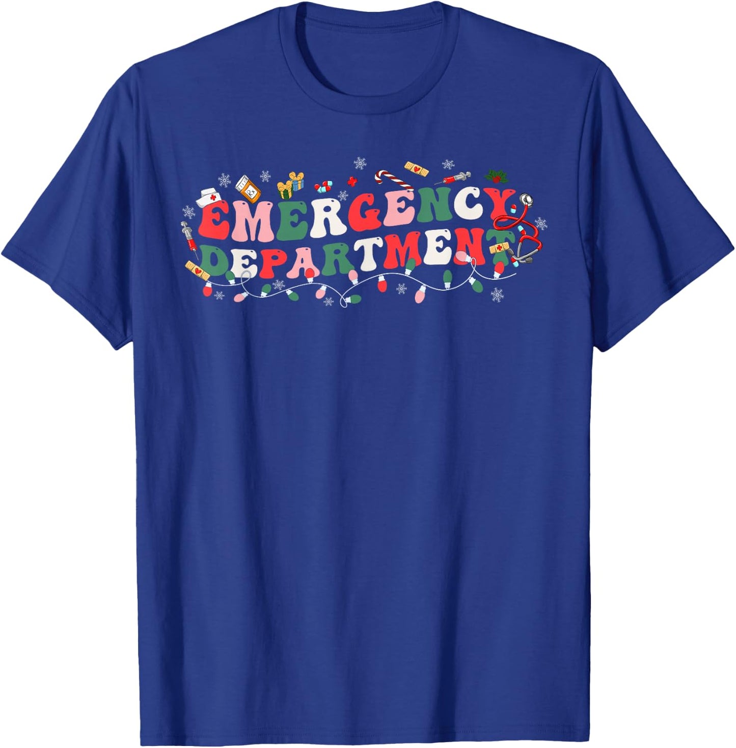Emergency Department ER Nurse Christmas Ed Nurse Tech T-Shirt - T-Shirt | Royal