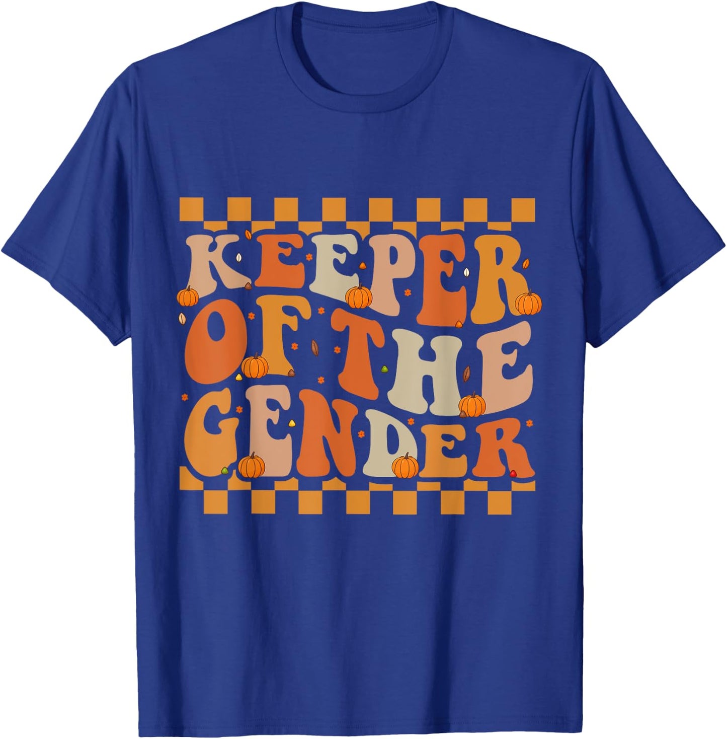 Keeper Of The Gender Fall Groovy Thanksgiving Reveal Baby T-Shirt - T-Shirt | Royal