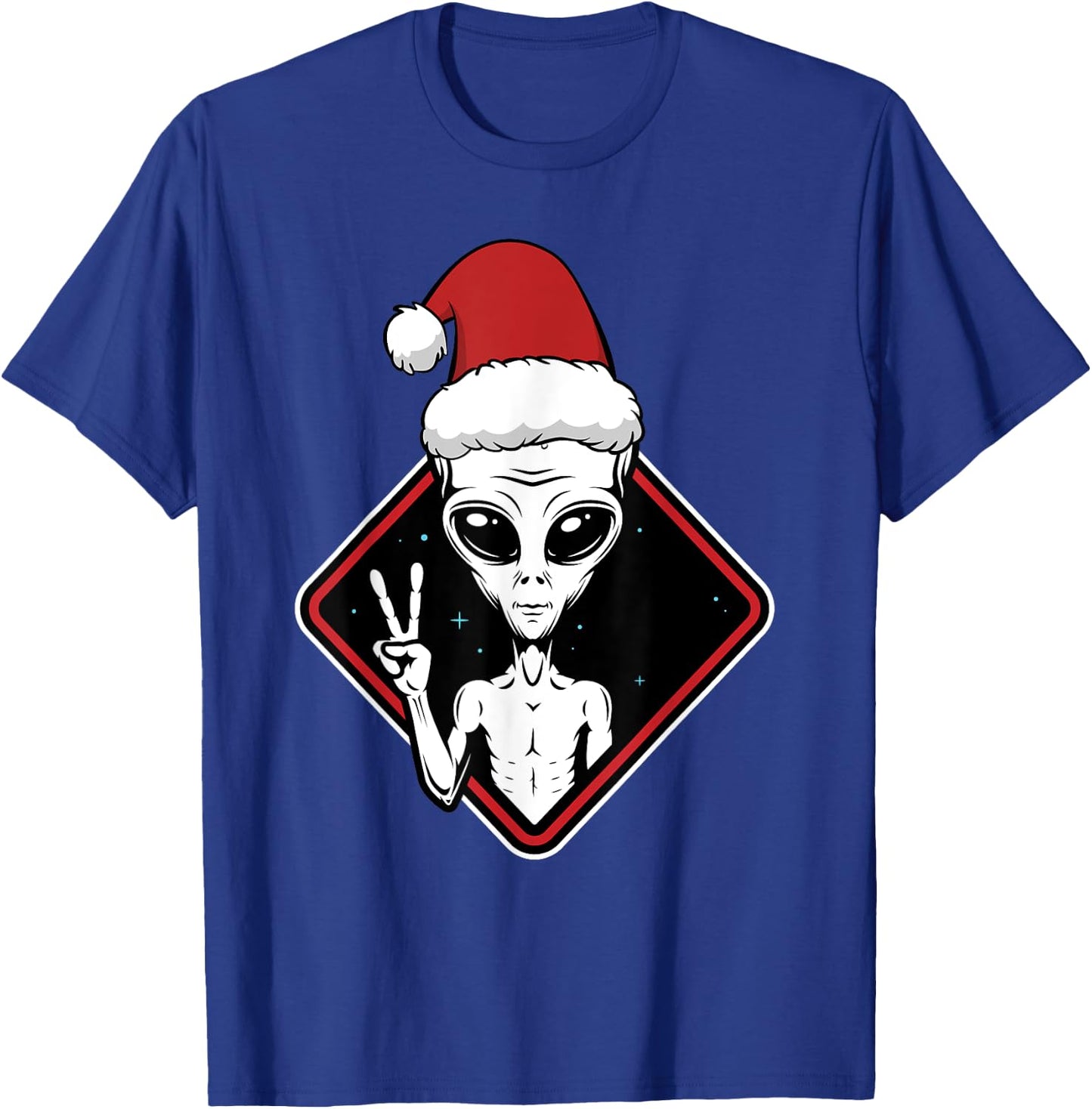 Alien Peace Santa Hat Christmas Pajama Funny X-Mas UFO T-Shirt - T-Shirt | Royal