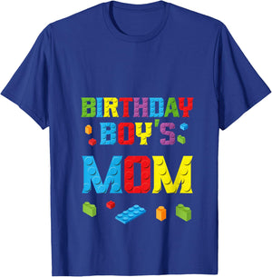 Master Builder Birthday Boy's Mom Building Bricks Blocks V-Neck T-Shirt - T-Shirt | Royal