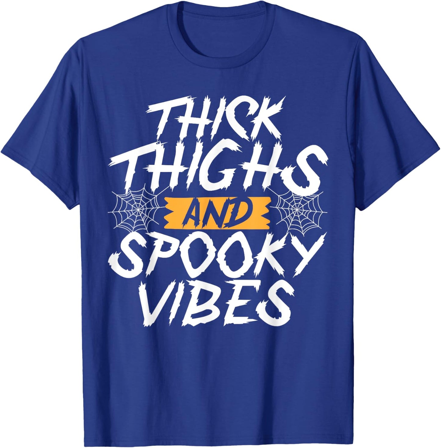 Thick Thighs And Spooky Vibes Funny Halloween Ghost T-Shirt - T-Shirt | Royal