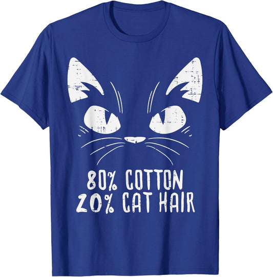 Black Cat Face 80% Cotton 20% Hair Kitten Feline Pet Lover Women Girls Kids T-Shirt - T-Shirt | Royal