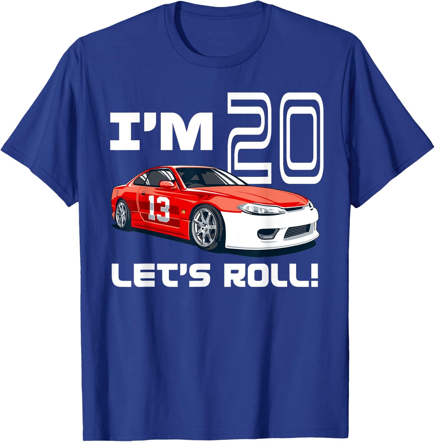 Race Car 20th Birthday Boy Racecar Racing 20 Year Old & T-Shirt - T-Shirt | Royal