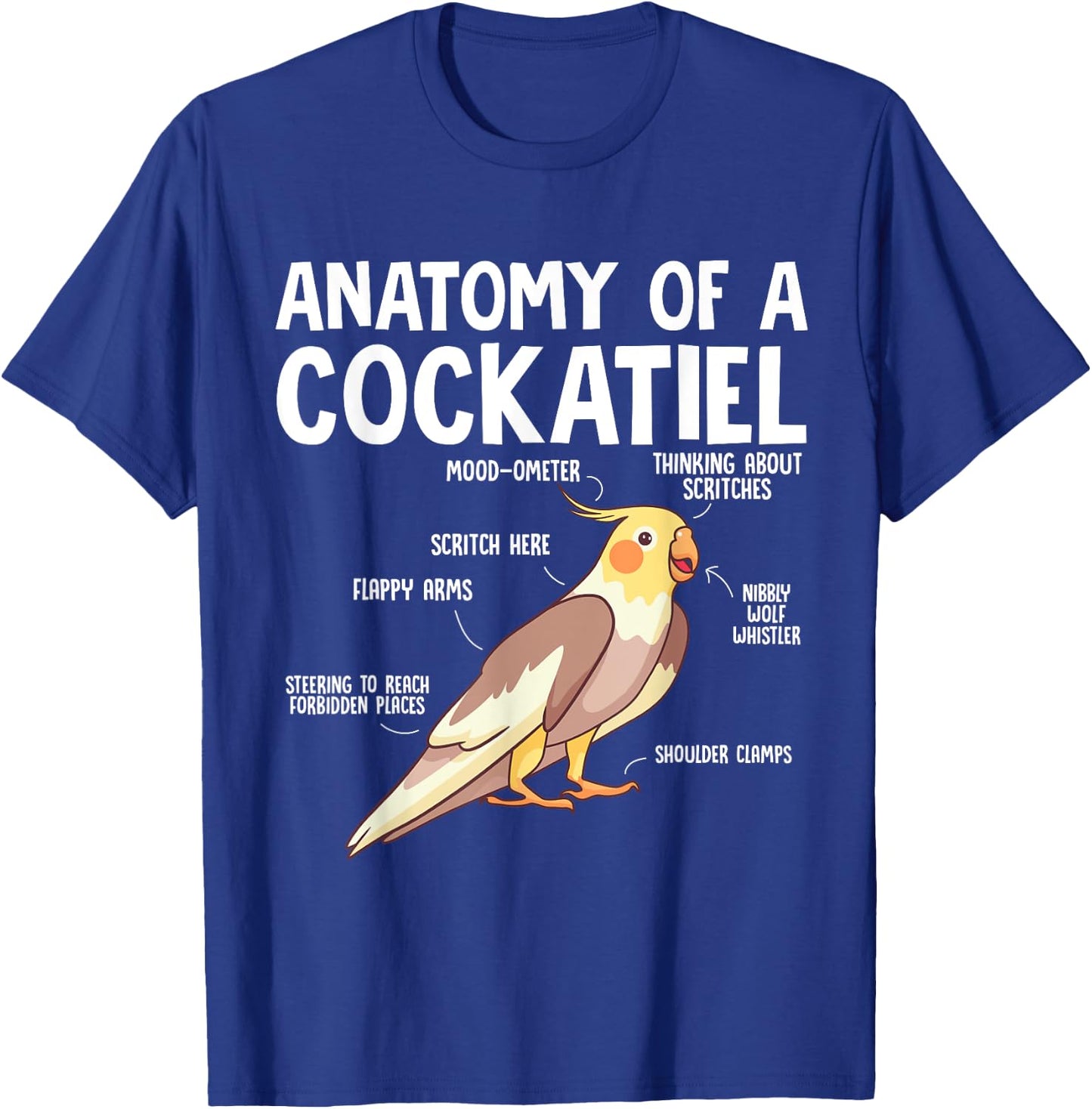 Cockatiel Parrot Bird Anatomy Of A Cockatiel T-Shirt - T-Shirt | Royal