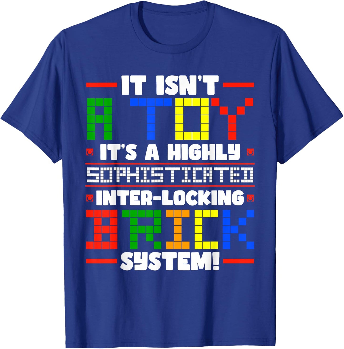 Master Builder Bricks Blocks Play Toys T-Shirt - T-Shirt | Royal