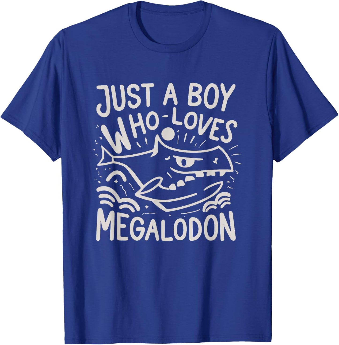 Just A Boy Who Loves Megalodon Shark Lover Graphic T-Shirt - T-Shirt | Royal
