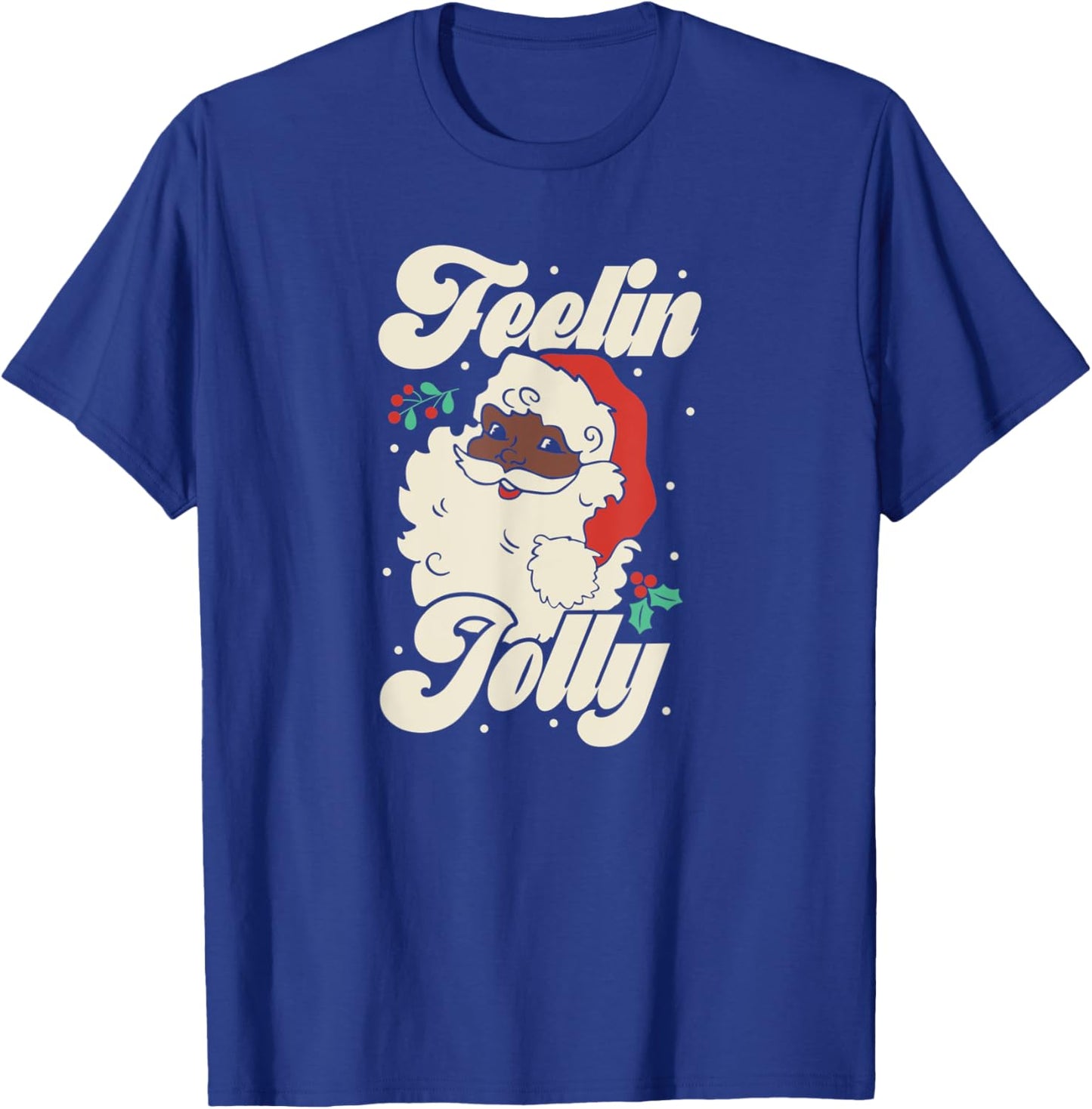 Christmas shirt Feeling Jolly Retro vintage Santa Black T-Shirt - T-Shirt | Royal