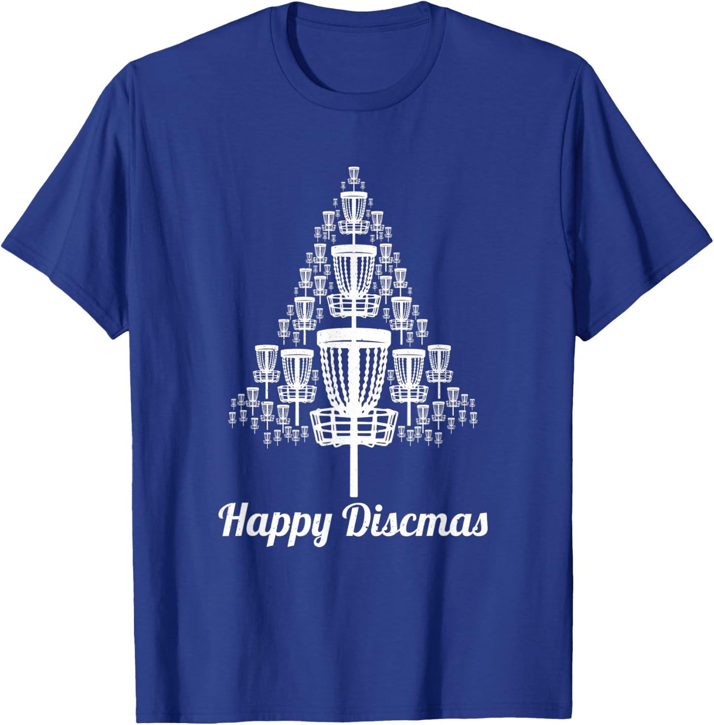 Happy Discmas Christmas Tree Basket Disc Golf Disc Golfing T-Shirt - T-Shirt | Royal