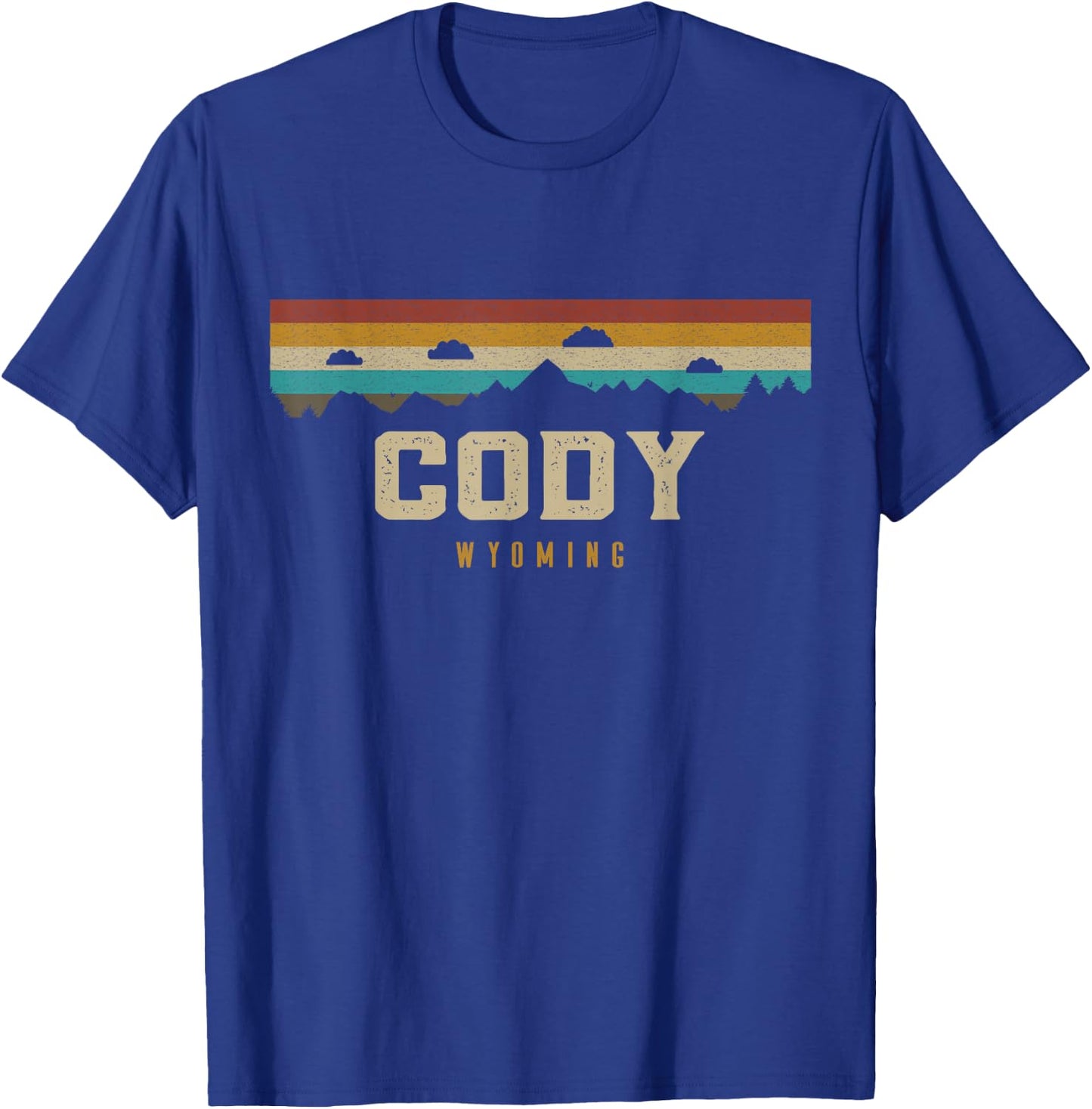 Cody Wyoming Vintage Mountains Hiking Camping Retro T-Shirt - T-Shirt | Royal
