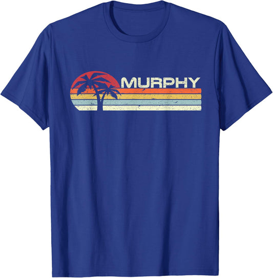 Murphy Surname 80s 90s Vintage Sunset with Palm Trees T-Shirt - T-Shirt | Royal
