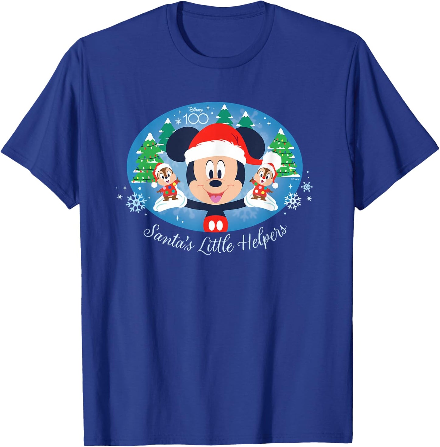 Disney 100 Mickey Chip Dale Santa’s Little Helpers Christmas T-Shirt - T-Shirt | Royal