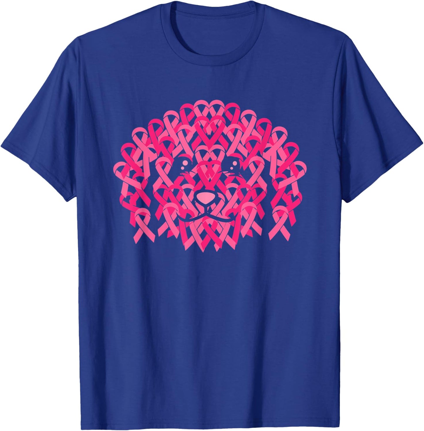 Pink Ribbon Dog Face Inspirational Breast Cancer Awareness T-Shirt - T-Shirt | Royal