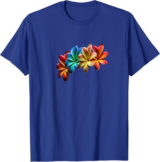 Rainbow Plumeria Design by Blazed Trezurs T-Shirt - T-Shirt | Royal