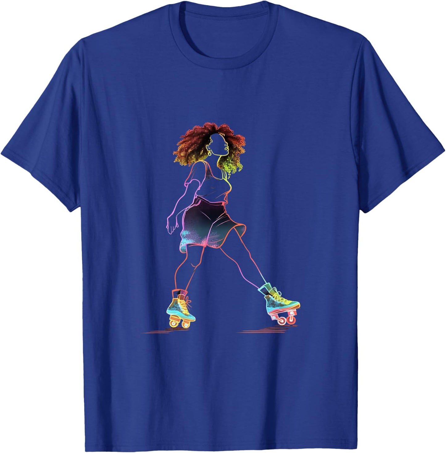 Roller Skating Afro Woman Roller Skates African American T-Shirt - T-Shirt | Royal
