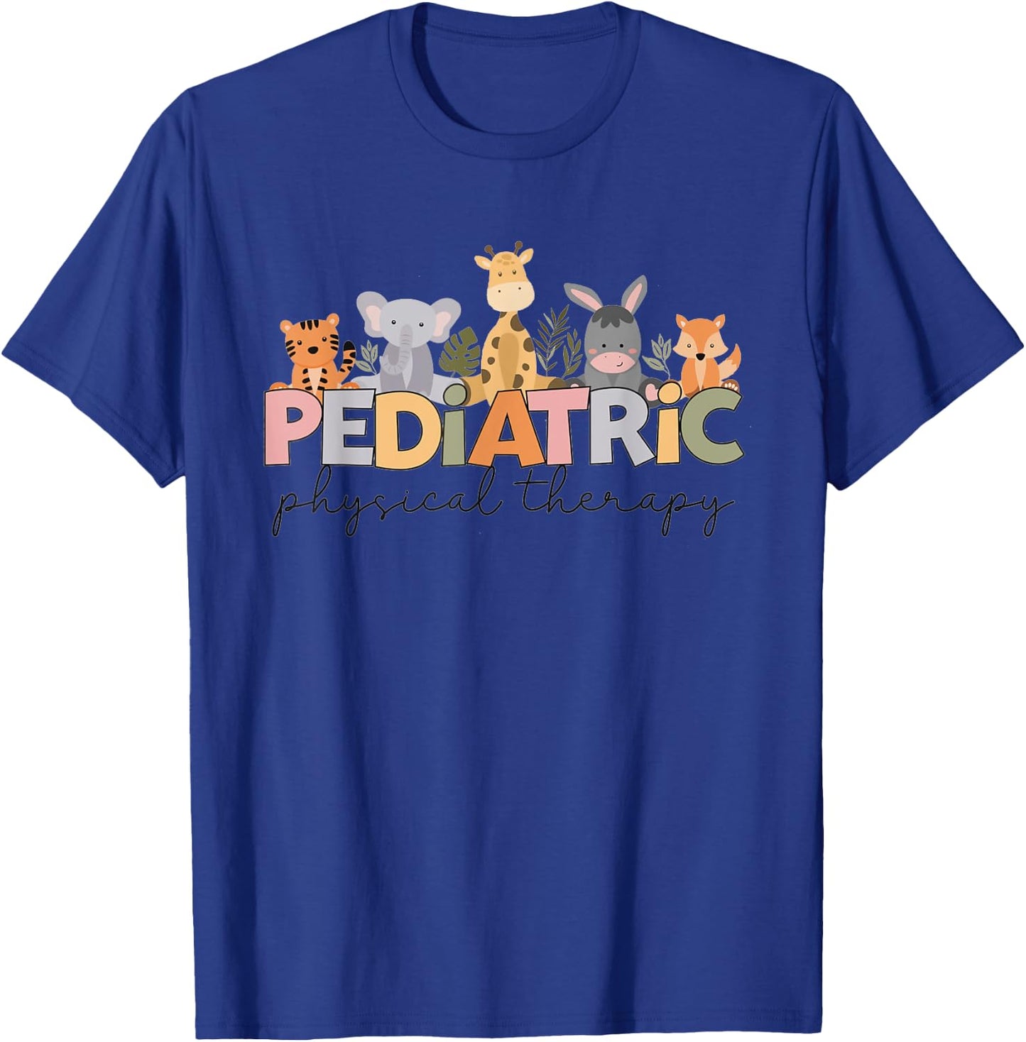 Pediatric Physical Therapy Therapist PT Crew Safari Animals T-Shirt - T-Shirt | Royal