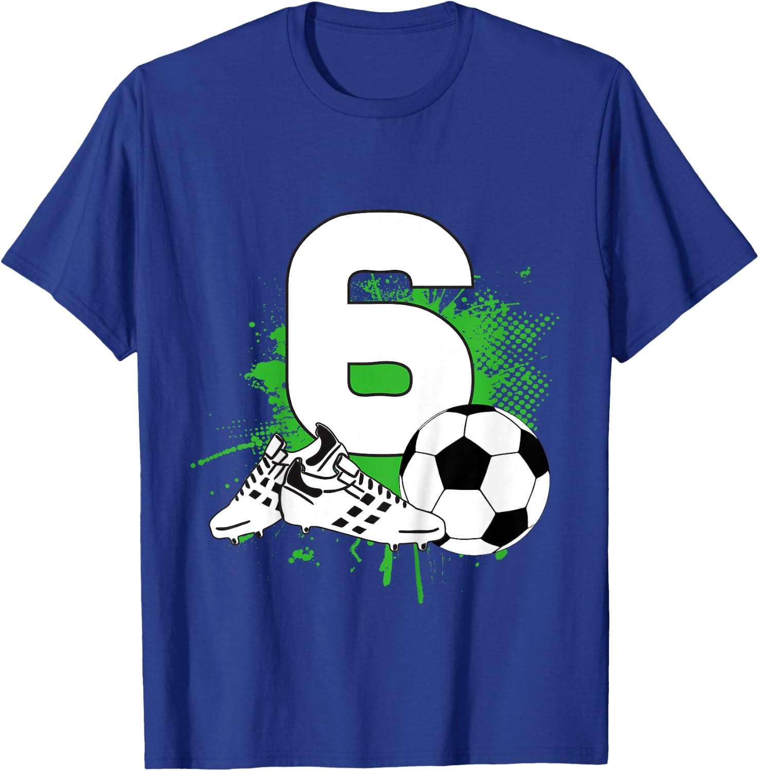 6th Birthday Boys 6 Years Soccer Football Player Birthday T-Shirt - T-Shirt | Royal