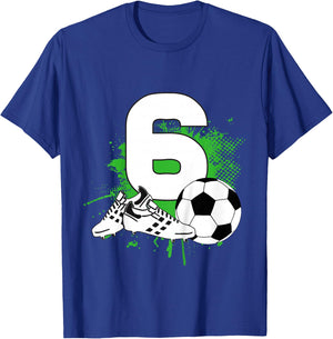 6th Birthday Boys 6 Years Soccer Football Player Birthday T-Shirt - T-Shirt | Royal