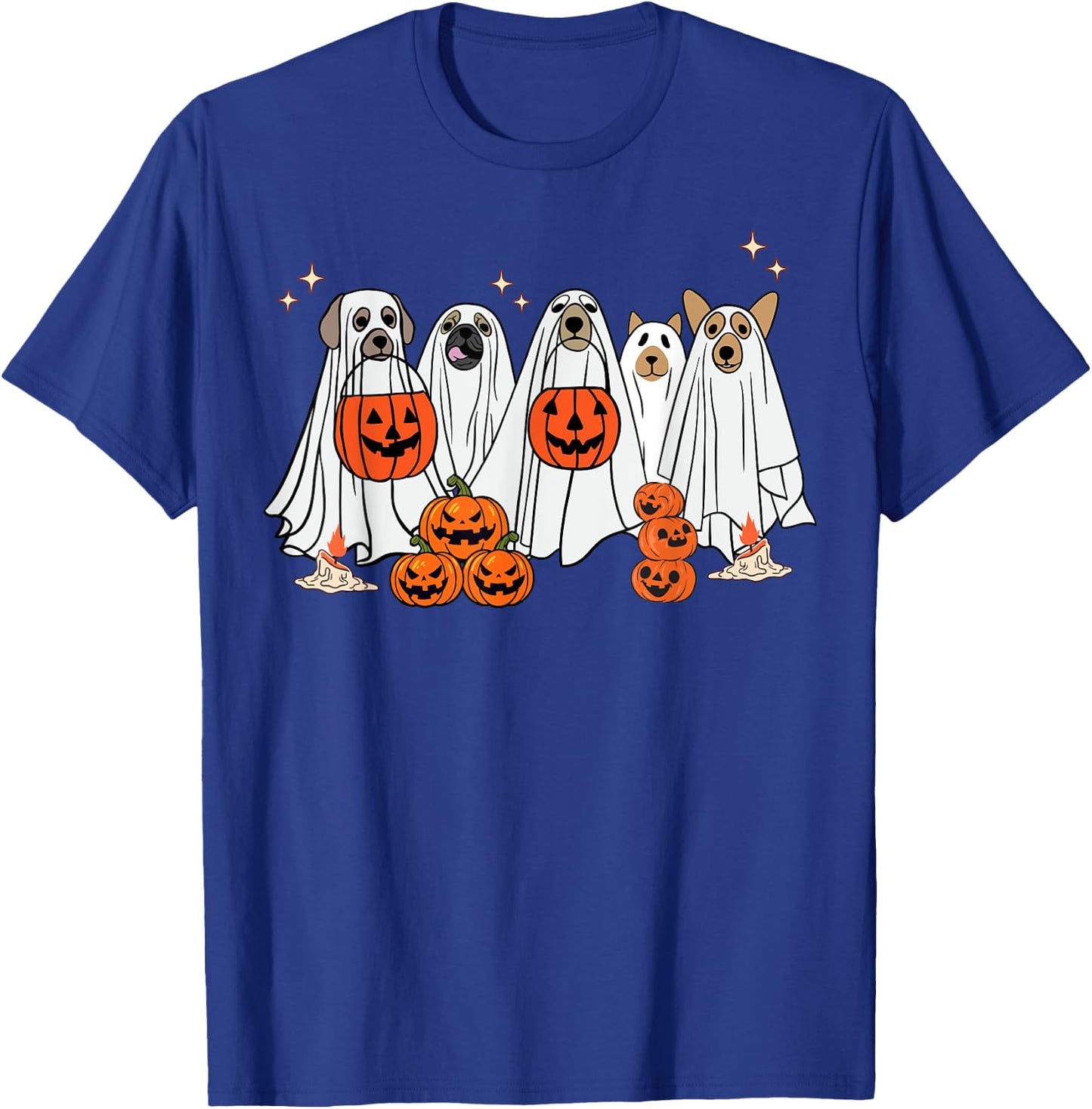 Dog Ghost Cute Dog Dressed As Ghost Funny Halloween Dog Women Kids T-Shirt - T-Shirt | Royal