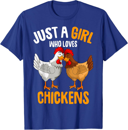 Just a Girl who loves Chickens Kids Chicken T-Shirt - T-Shirt | Royal