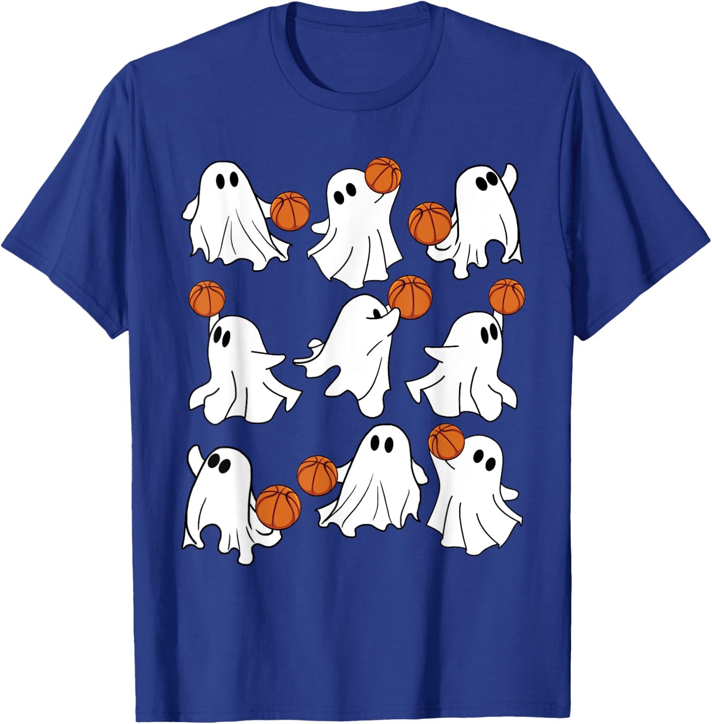 Boo Ghost Halloween Basketball Happy Halloween Basketball T-Shirt - T-Shirt | Royal