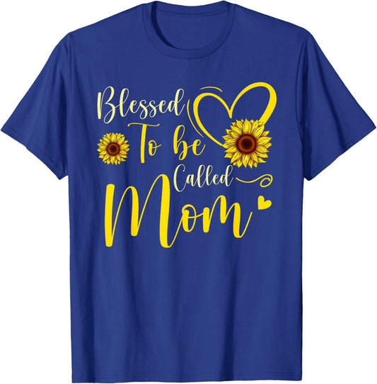 Blessed To Be Called Mom Cute Sunflower Women Mothers Day T-Shirt - T-Shirt | Royal
