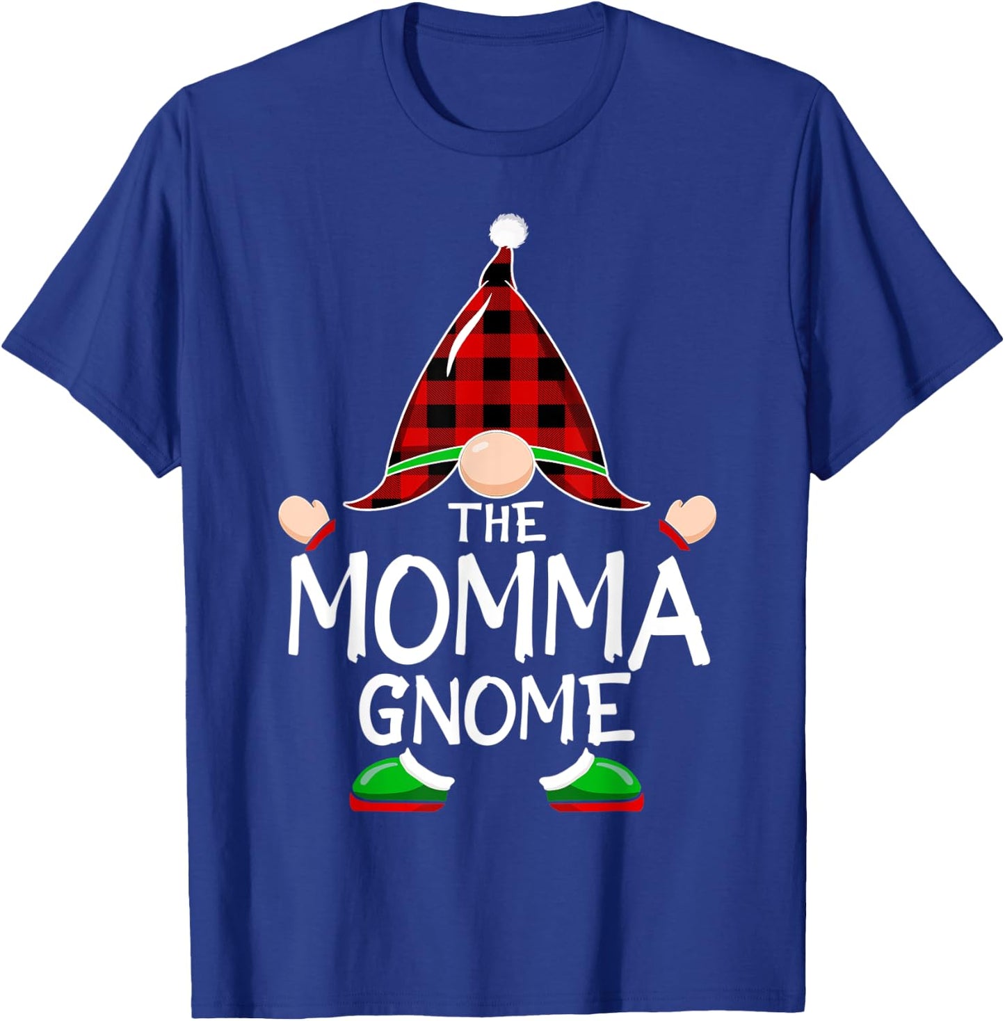 Gnomes Family Christmas Red plaid Pajama Shirt, MOMMA Gnome T-Shirt - T-Shirt | Royal