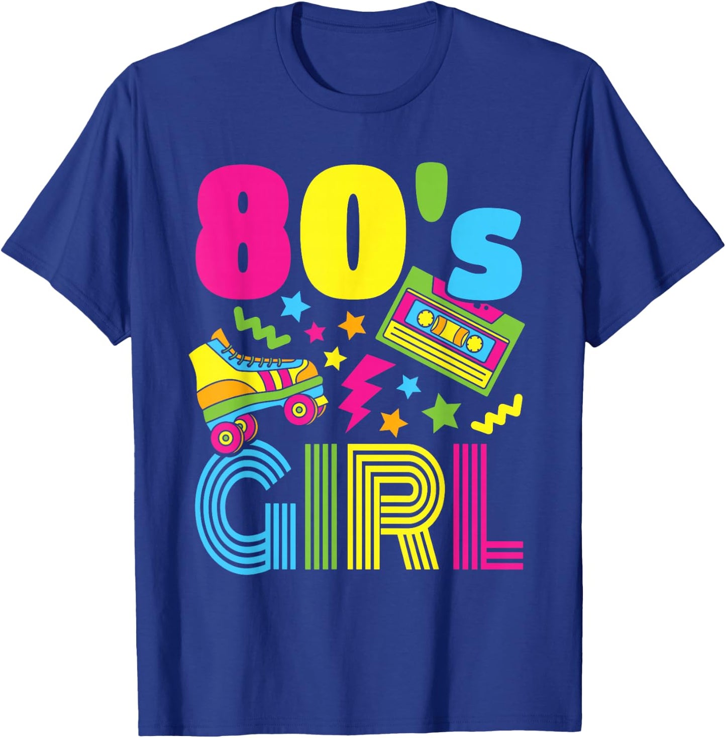 80s Girl 1980s Theme Party 80s Costume Outfit Women Girls T-Shirt - T-Shirt | Royal