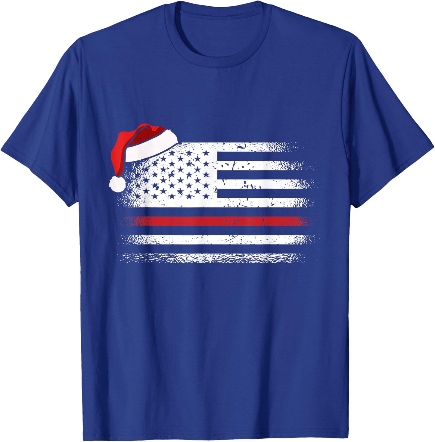 American Flag Firefighter Christmas Pajama Cool Xmas Fireman T-Shirt - T-Shirt | Royal