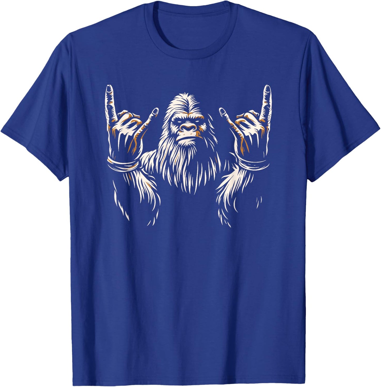 Bigfoot Rock On Sasquatch Rock and Roll Funny Rocker Graphic T-Shirt - T-Shirt | Royal
