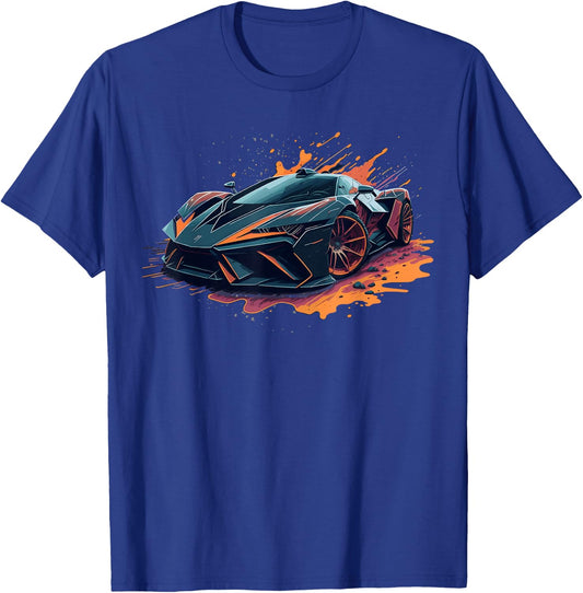 Supercar Exotic Sports Car Concept Poster Style Boys Graphic T-Shirt - T-Shirt | Royal