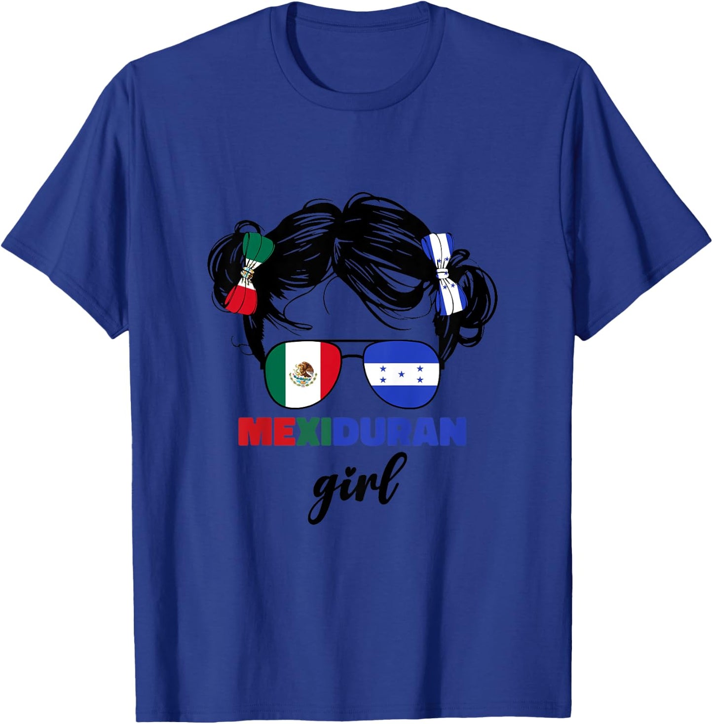 Half Mexican And Honduran Mexico Honduras Flag Girls Kids T-Shirt - T-Shirt | Royal