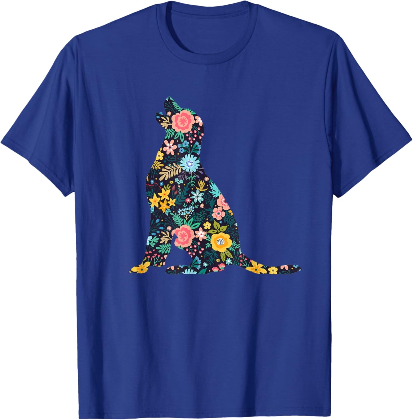 Labrador Retriever Floral Dog Silhouette Graphic T-Shirt - T-Shirt | Royal