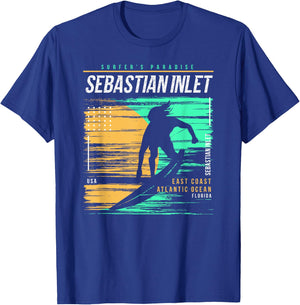 Vintage Surfing Sebastian Inlet Florida Surfers Paradise T-Shirt - T-Shirt | Royal