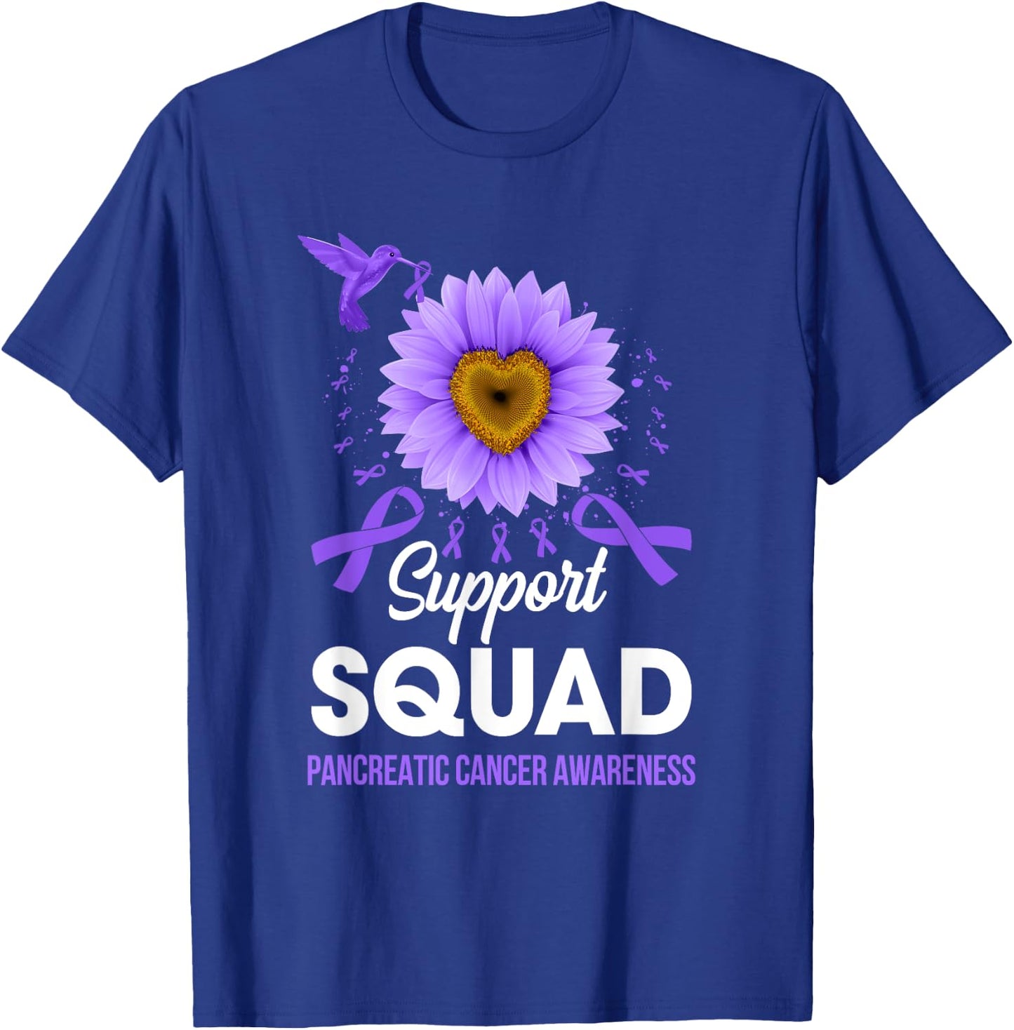 Support Squad Pancreatic Cancer Awareness Sunflower T-Shirt - T-Shirt | Royal