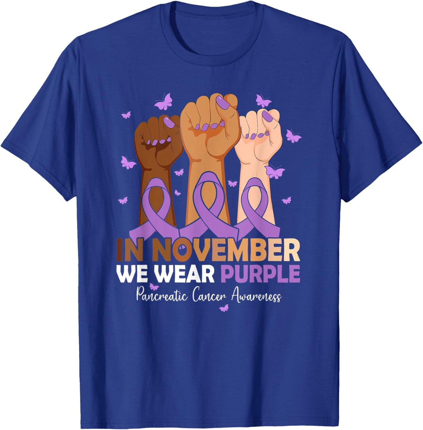In November We Wear Purple Pancreatic Cancer Awareness T-Shirt - T-Shirt | Royal