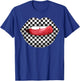 Cute Checkered Art Women Checkerboard Checkered Lips T-Shirt - T-Shirt | Royal