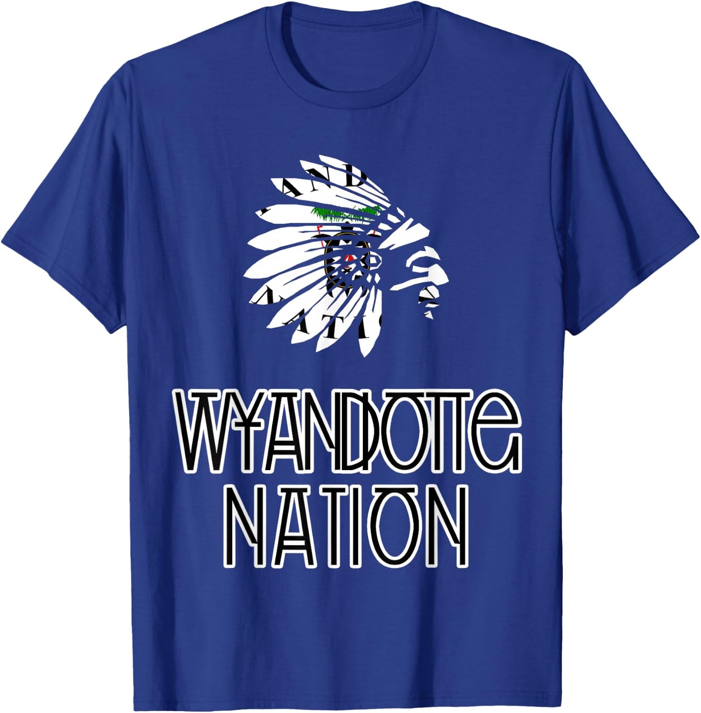 Wyandotte Tribal Nation Flag | Native Amerindian | Headdress T-Shirt - T-Shirt | Royal