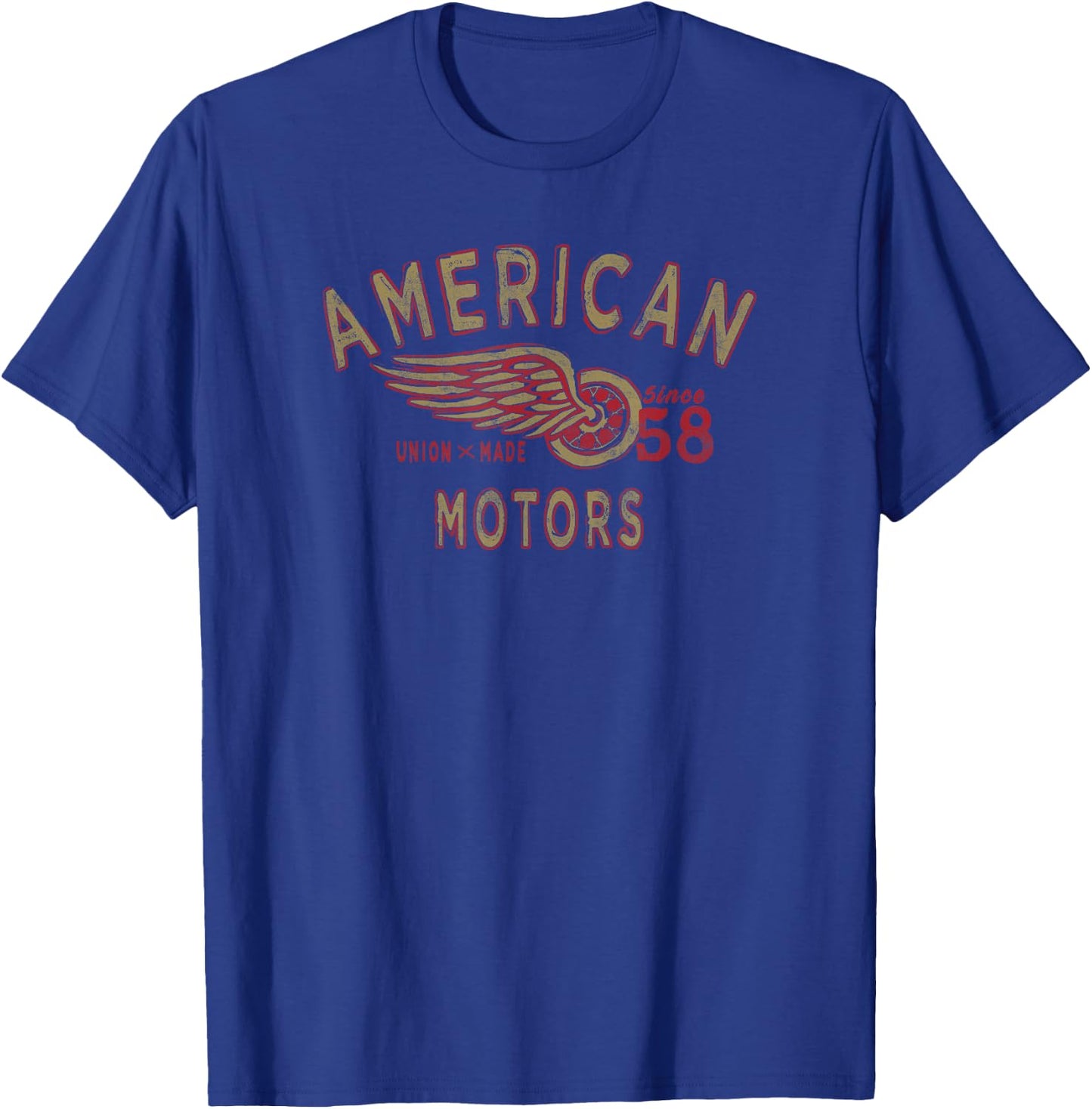 American Motors Union Made Since 58 Winged Wheel Logo T-Shirt - T-Shirt | Royal