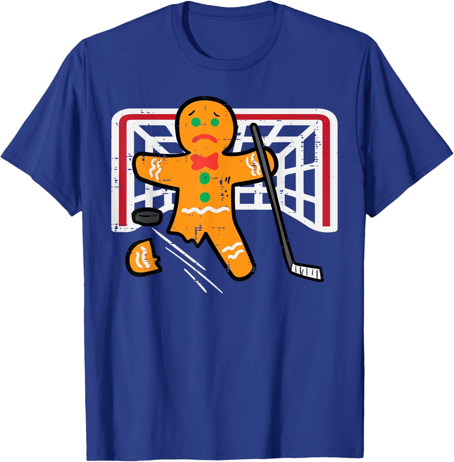 Christmas Gingerbread Man Ice Hockey Fun Xmas Men Boys Kids T-Shirt - T-Shirt | Royal
