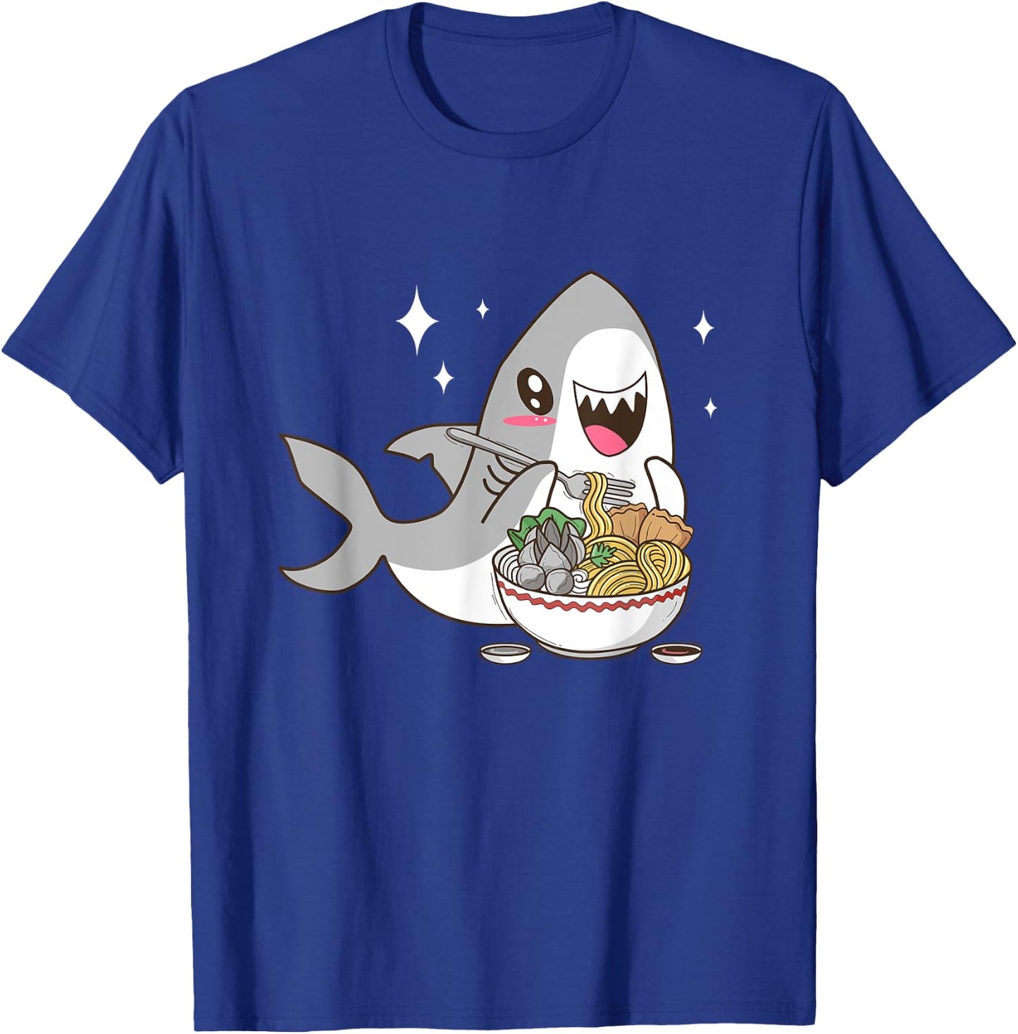 Cute Japanese Anime Chibi Kawaii Shark Eat Ramen Kids Girls T-Shirt - T-Shirt | Royal